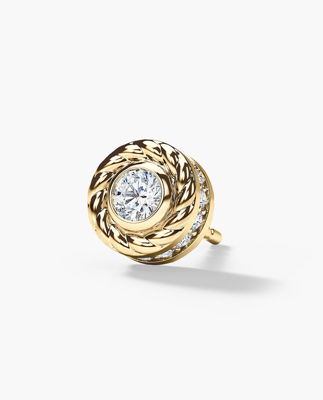 Ready to Ship - ROPES Gold Single Stud Earring with 0.43ct Diamonds
